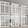 Various Modern Swing Doors With Glass Panels And White Frames For Interior 3d model