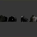 Household Essential Trash Bags Multiple Tied Black Silver Garbage On Reflective Surface