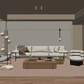 Modern Minimalist Living Room Interior With Beige Sofa Wooden Flooring Coffee Table And Rug