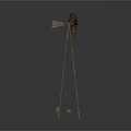 Vintage Windmill Model With Tripod Stand And Small Animal Figure