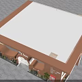 Stylish Terracotta Clothing Store With Arched Doorways Cacti Palm Trees And Moon