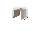 Light Gray U Shaped Fabric Sofa Stool With Wooden Base For Living Room