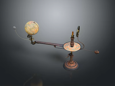 Vintage Globe Decorative Ornament Set With Brass Stand Ornamental Arm And Decorative Base 3d model