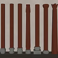 New Chinese style column pile column foundation stone column log column head column pier 3d model