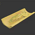 Tasty Grilled Fish Served with Lemon Slice Green Leaf and Pink Decoration on Wooden Plate