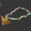 Fashionable Silver Chain Necklace With Yellow Pyramid Pendant And Eye Design