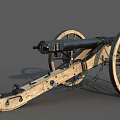 Historical Old Cannon Weapon With Wooden Wheels And Metal Barrel