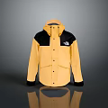 The North Face Yellow And Black Hooded Outdoor Jacket With Multiple Pockets