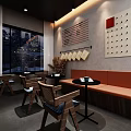 Sophisticated Bar Interior With Gray Walls Columns Recessed Lighting Round Mirror And Bar Counter