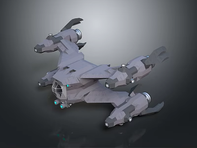 Advanced Cosmic Aerospace 3D Model of Spacecraft with Multiple Engines and Wing Structure 3d model
