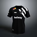 Black T-shirt with Betway and Red Bull logos and black white stripes modern casual wear