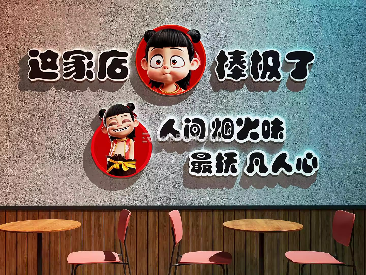 Modern background wall restaurant clock-in wall net red clock-in wall which clock-in wall leisure area clock-in wall 3d model