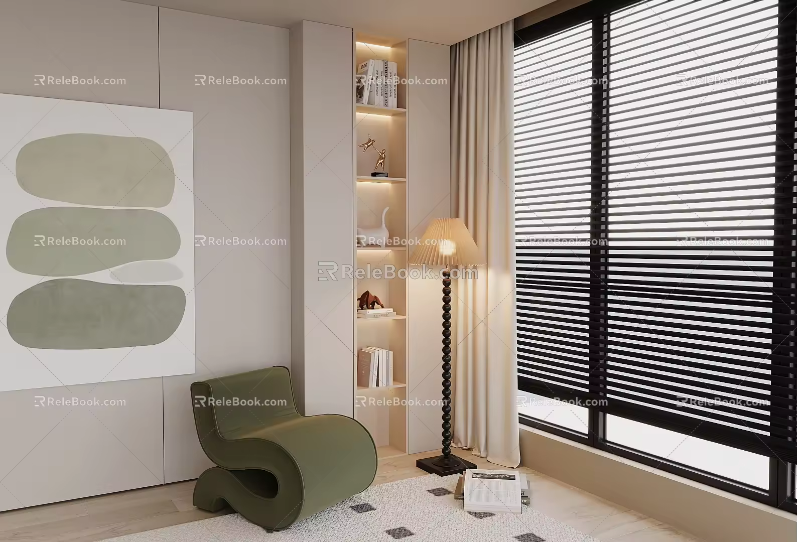 Modern Single Sofa Floor Lamp Casual Sofa Lazy Sofa 3d model