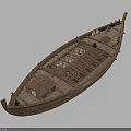 Traditional Wooden Boat With Storage Compartments And Small Cabin For Water Transportation