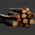 Natural Stacked Wooden Logs With Cut Ends And Brown Orange Texture