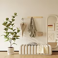 Shoe Changing Stool Low Stool Clothes Hanging Rod Full-length Mirror 3d model