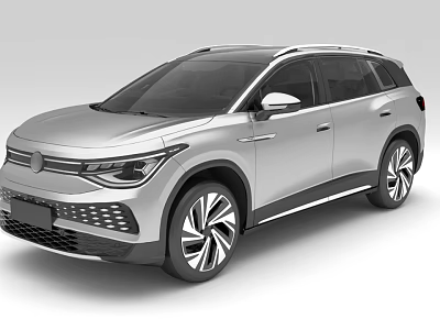 Silver Modern SUV Car With Sleek Aerodynamic Body Large Wheels And Electric Design 3d model