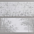 Modern Perforated Plate Landscape Painting Perforated Plate Bamboo Punched Background Wall Gradient Perforated Plate Ink Painting Plate Landscape Perforated Background Wall 3d model