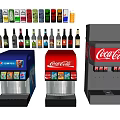 Commercial Beverage Dispensers Featuring Coca Cola Brand And Multiple Flavors