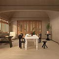 Elegant Luxury Restaurant Interior With Stylish Dining Tables Chairs And Decorative Plants