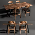 Modern Wooden Dining Table Set With Four Matching Chairs And Sturdy Design
