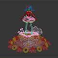 Red Doll Figure Standing On Transparent Crystal Decorative Base