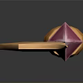 Orange Magic Staff With Crescent Moon Top And Purple Gemstone Decoration