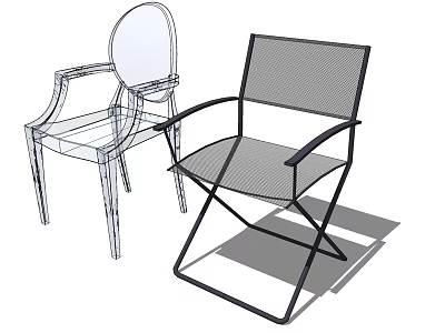 Modern Leisure Chairs With Transparent Frame Armrests And Mesh Design Metal Structure 3d model