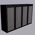 Multiple Black Server Racks with Glass Doors for Data Center Network Equipment 3d model