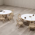 Modern style kindergarten table and chair combination 3d model