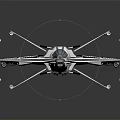 Cosmic Aerospace White Spaceship Model With Black Wings Red Stripes Multiple Engines Dark Background