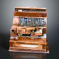 Vintage Wooden Cash Register With Mechanical Keyboard And Display Window