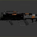 Futuristic Sci Fi Weapon With Gray Black Orange Mechanical Design And Grip