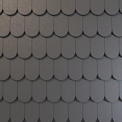 Gray Scalloped Tiles Arranged In Pattern For Roof Surface Texture Design 3d model