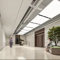 modern office hall front hall reception area elevator hall 3d model