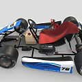 Blue and White Go Kart With Red Seat Black Wheels AKC Number 16