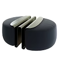 Modern Upholstered Sofa Stools In Blue And Dark Blue With Metal Frames Round Shape 3d model