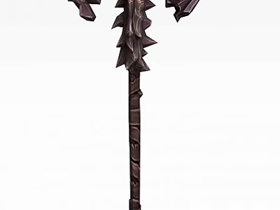 Tech Exhibition Hall Showcases Futuristic Spiked Staff With Metallic Structure Design 3d model