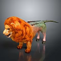 Colorful 3D Modeled Lion With Orange Mane Multicolored Body And Standing Pose Design