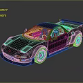 Black Sports Car With Rear Wing Red Seats And Aerodynamic Body Design Wheels
