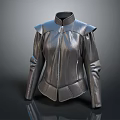 Silver Leather Jacket With Front Zipper And Structured Shoulder Design In Modern Style 3d model