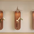 Three Wooden Wall Lamps with Decorative Flowers Mounted on Wall Modern Home Decor