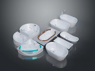 Different Styles Of Modern Bathtubs With Various Shapes And Features 3d model