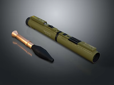 Fighter Jet Weapon Components Featuring Green Missile And Copper Warhead 3d model