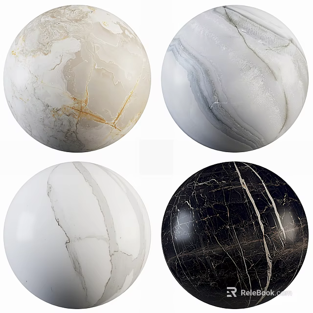 Unique Natural Marble Sphere Components With Various Textures And Colors 3d model 