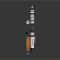 Industrial Equipment Components Featuring Tower Structure Cylindrical Parts And Orange Container