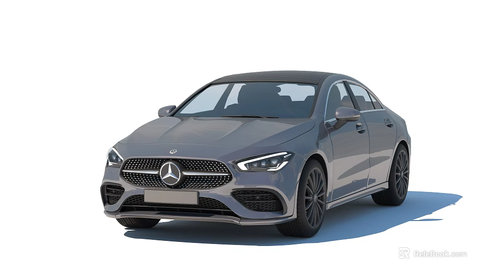 Gray Mercedes Benz Sedan With Modern Sleek Exterior And Black Wheels Design 3d model 