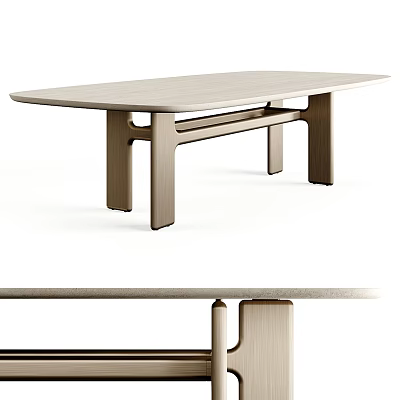 Modern Minimalist Wooden Dining Table With Unique Leg Structure And Smooth Surface 3d model