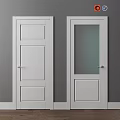Modern White Hinged Interior Doors With Panel Design And Glass Panel For Home 3d model