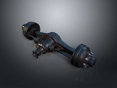 Automobile Axle Assembly With Suspension System And Wheel Components 3d model